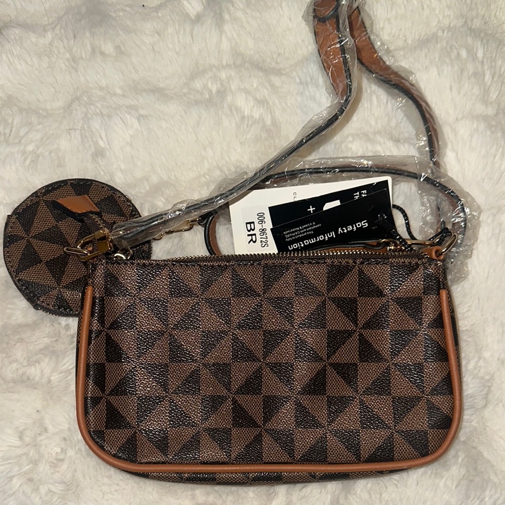 Stylish Brown Geometric Pattern Bag Set - image 4